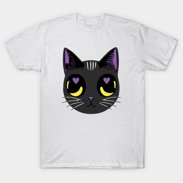 Non-Binary Pride Cat - Heart Eyes T-Shirt by KittenMe Designs